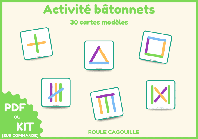 PDF Activité bâtonnets à imprimer – 30 cartes modèles pour développer motricité fine et logique
