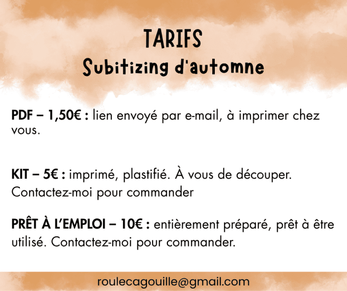 PDF - 28 cartes de subitizing thème automne