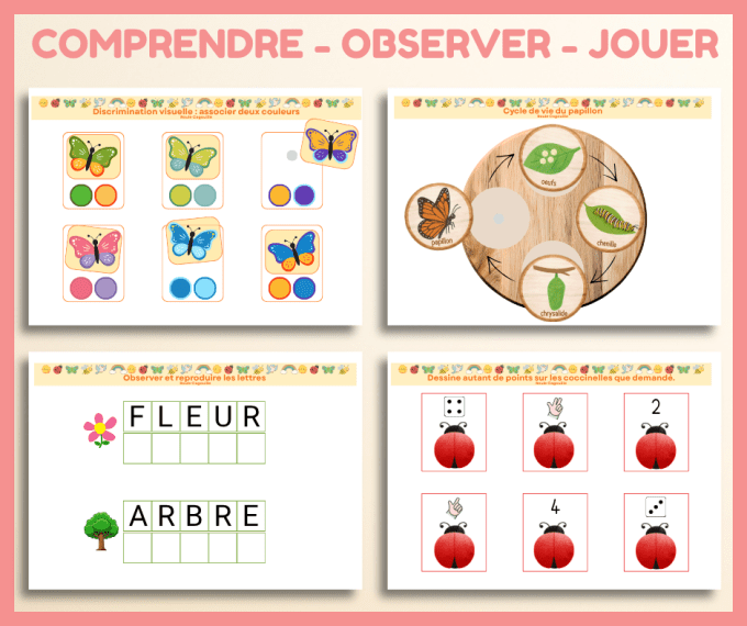 Activité printemp 3 ans PDF à imprimer, livret maternelle PS , graphisme, jeux, logique, préécriture
