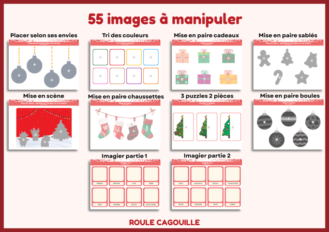 PDF livret de 10 activités à manipuler pour attendre Noël dès 18 mois