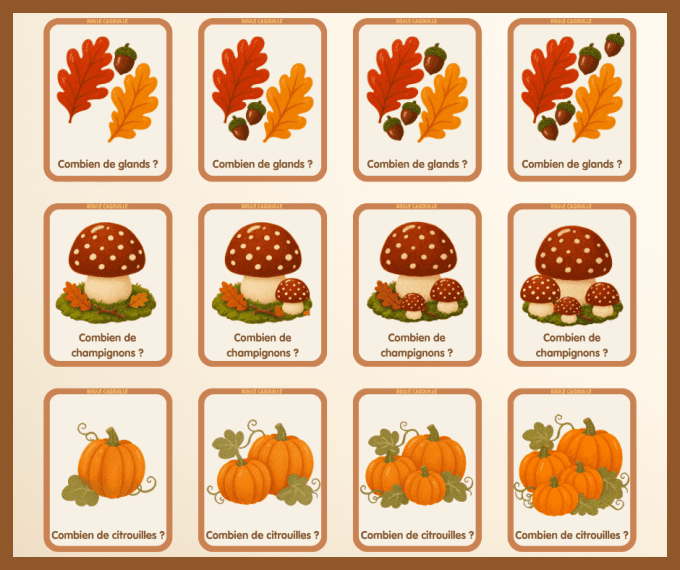 PDF - 28 cartes de subitizing thème automne