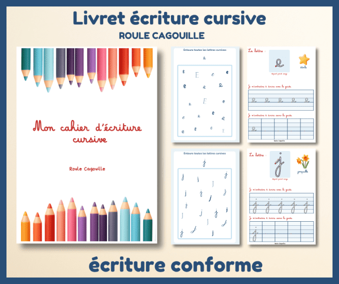 PDF - Cahier d’écriture des lettres cursives – Maternelle GS / CP – PDF à imprimer