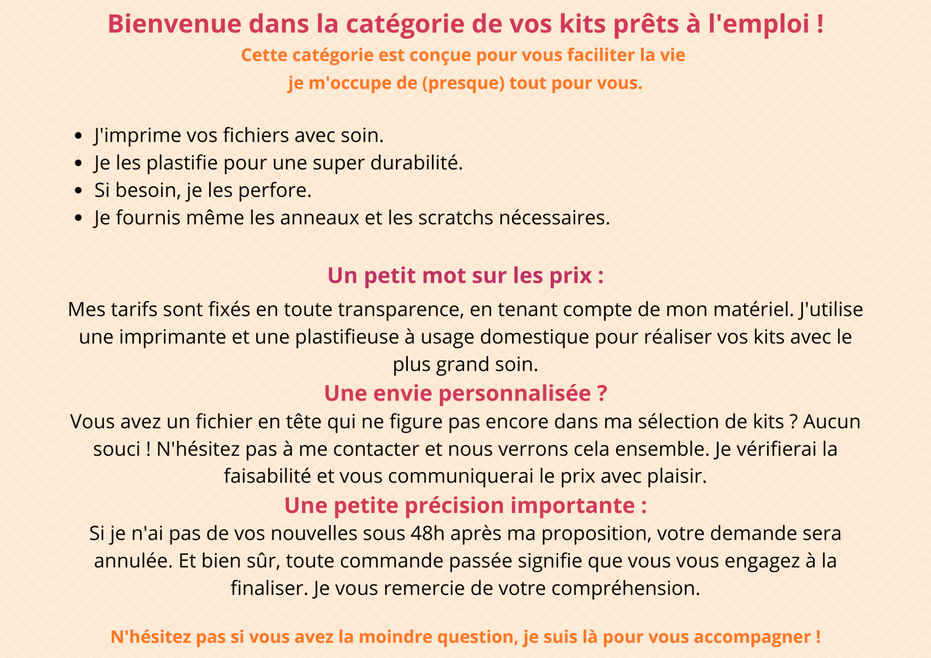 Merci de lire avant toute commande