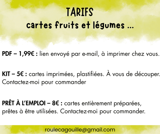 PDF - Cartes de vocabulaire des fruits et légumes