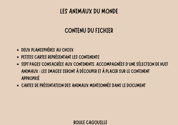 Les animaux du monde