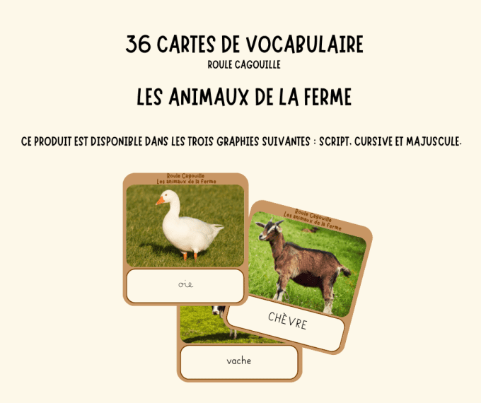 Cartes de nomenclature : Les animaux de la ferme
