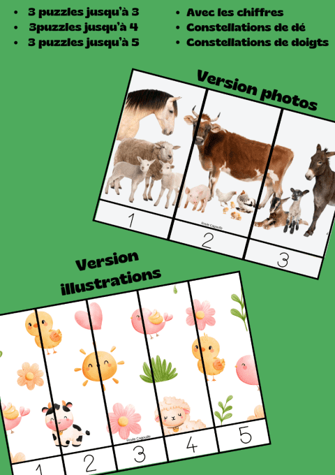 Puzzles numériques Animaux de la ferme