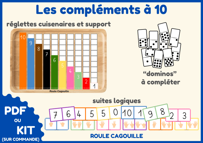 PDF Compléments à 10 à imprimer – Réglettes Cuisenaire, dominos et cartes mathématiques ludiques pou