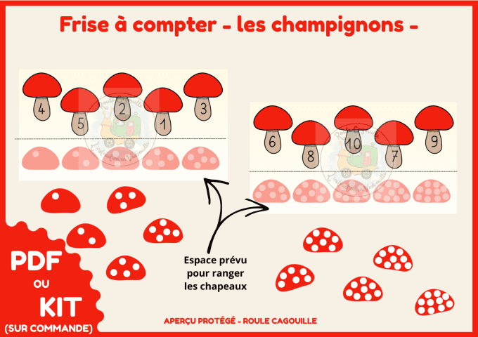PDF Frise champignons - Nombres et quantités
