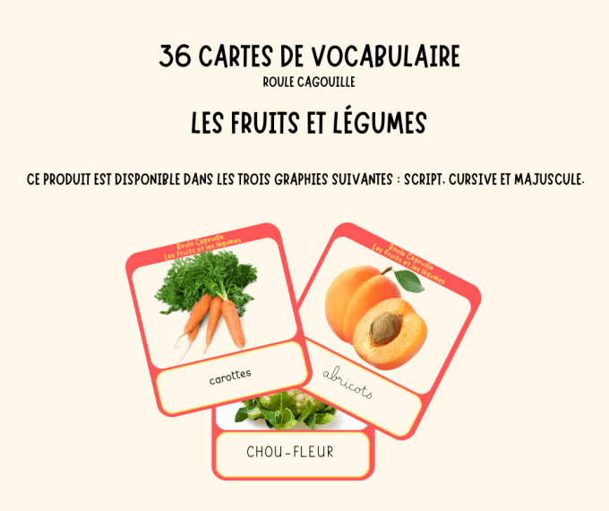 Cartes de nomenclature : Les fruits et légumes