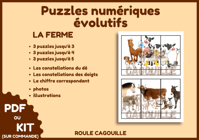 Puzzles numériques Animaux de la ferme
