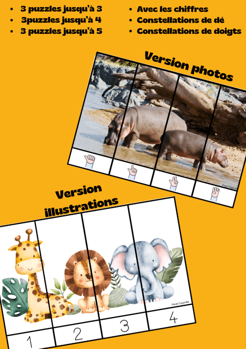 Puzzles numériques Animaux de la savane