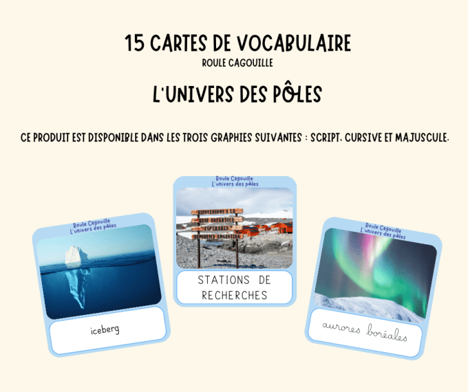 cartes de vocabulaire : l'univers des pôles