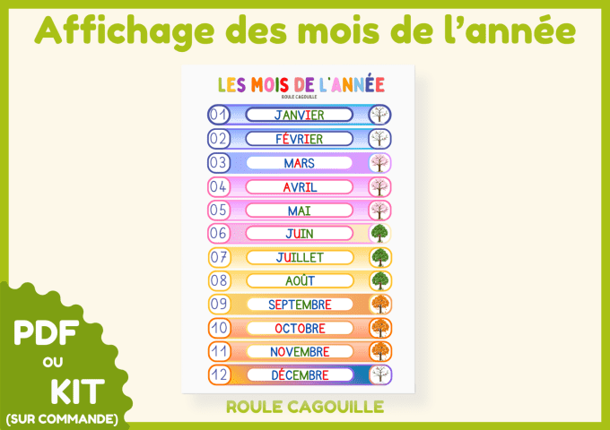 PDF affichage mois de l'année