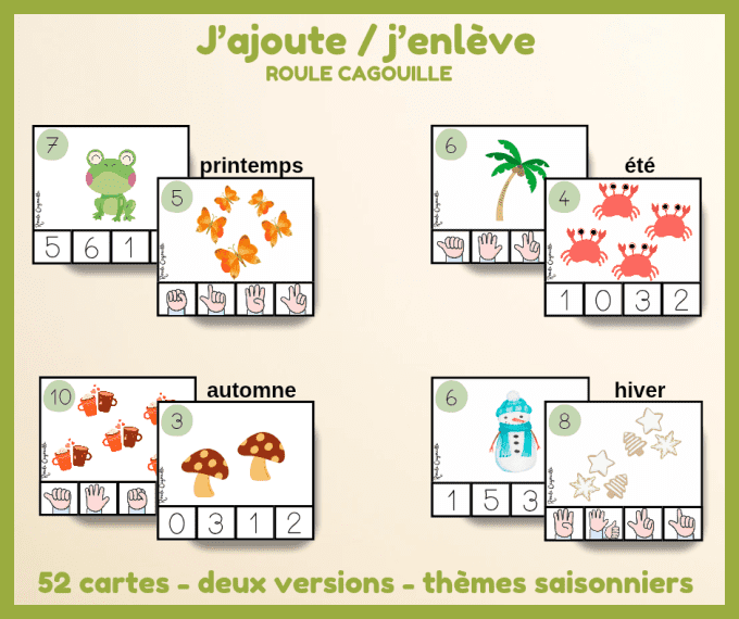PDF - 52 cartes à compter "j'ajoute ou j'enlève"