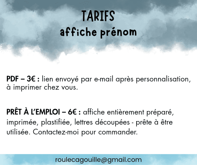 PDF - affiche prénom personnalisée 