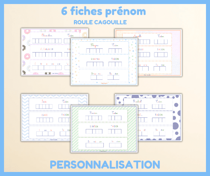 PDF - 6 fiches prénom personnalisées