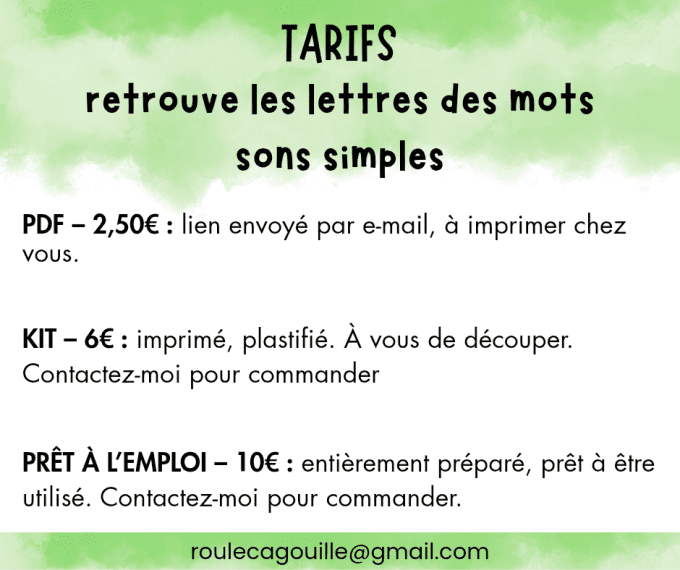 PDF - Retrouver les lettres des mots (sons simples)
