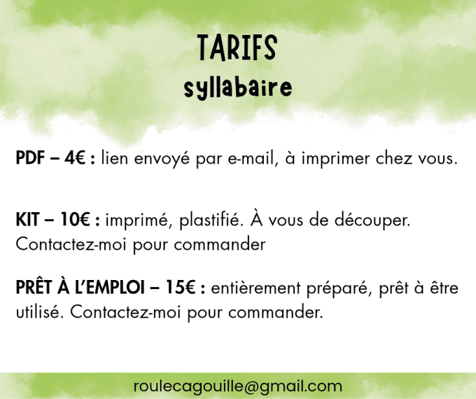 Syllabaire à manipuler - Cartes syllabes PDF imprimable - maternelle et CP