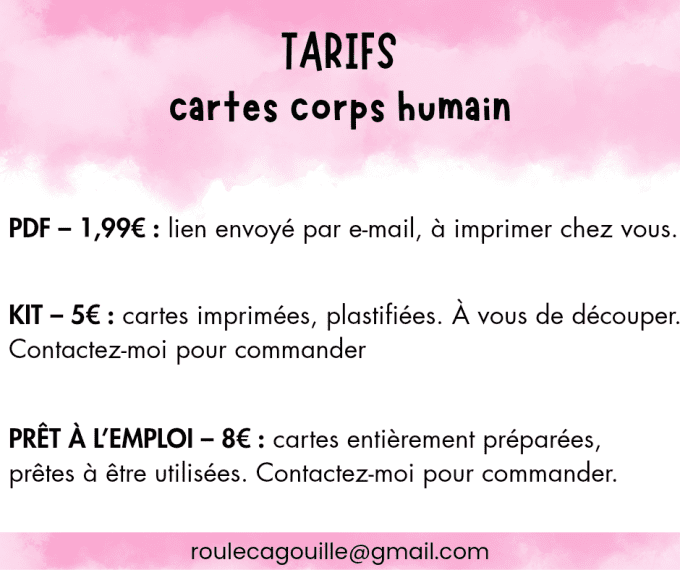 PDF - cartes de vocabulaire du corps humain