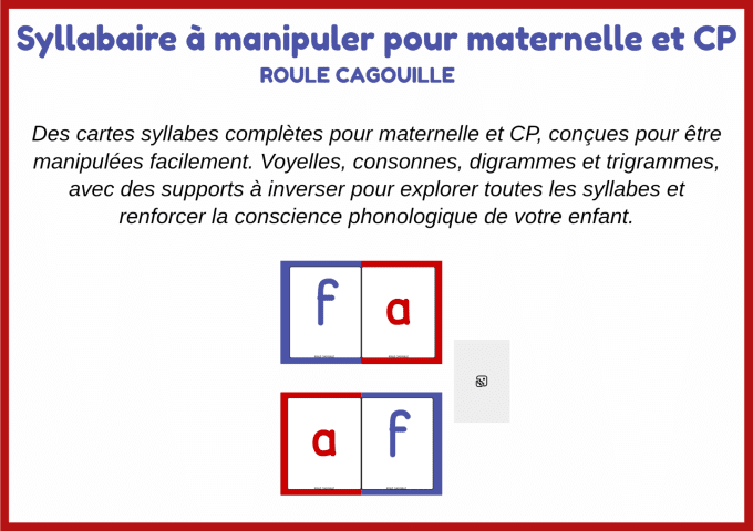 Syllabaire à manipuler - Cartes syllabes PDF imprimable - maternelle et CP