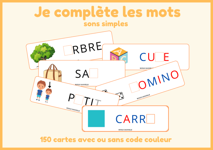 PDF - Je complète les mots - sons simples consonnes/voyelles