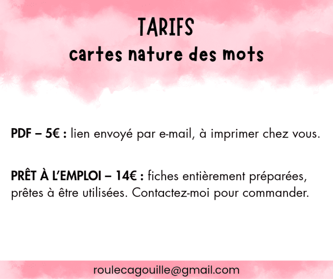 PDF - 72 cartes nature des mots - grammaire